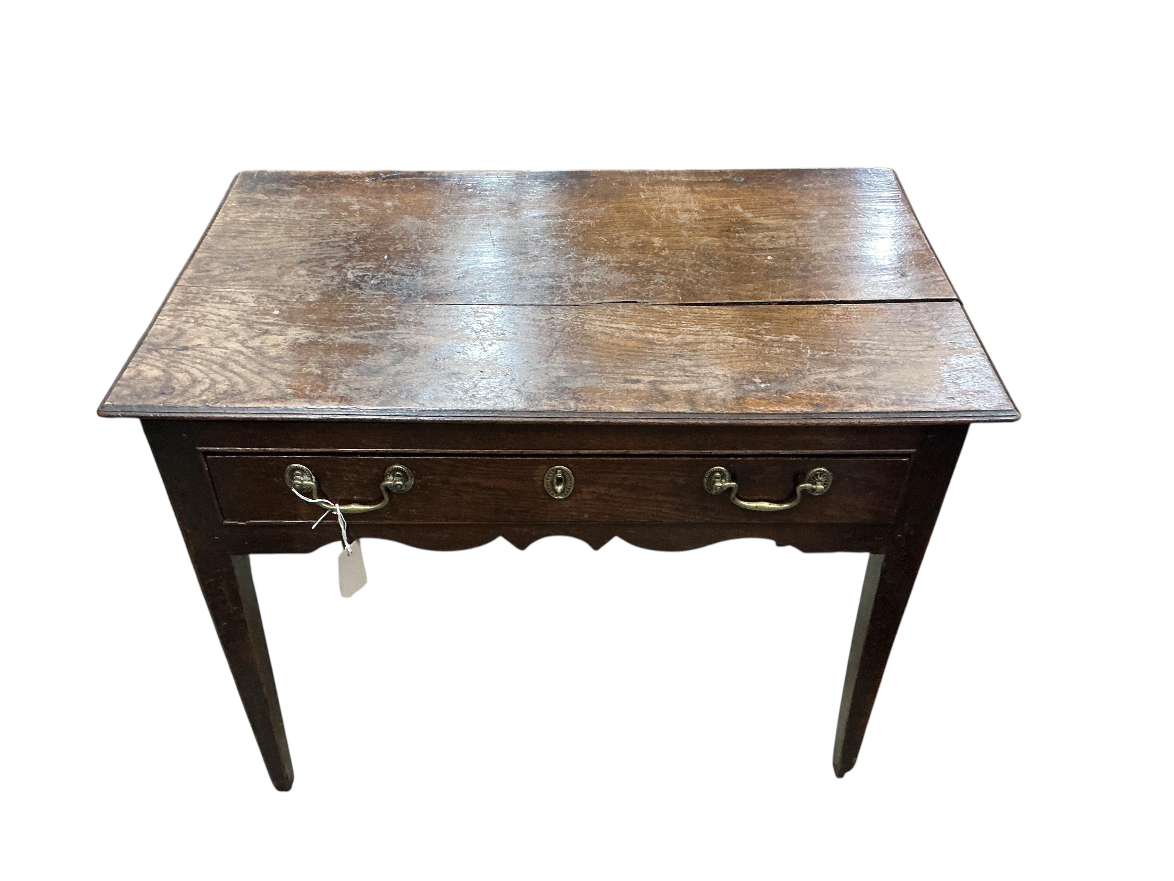 A George III oak side table, width 88cm, depth 51cm, height 69cm